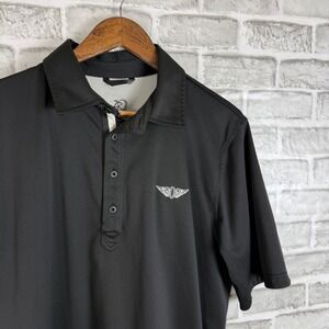 Zero Restriction Olympic Golf Club Mens Golf Polo Shirt Black Short Sleeve LARGE